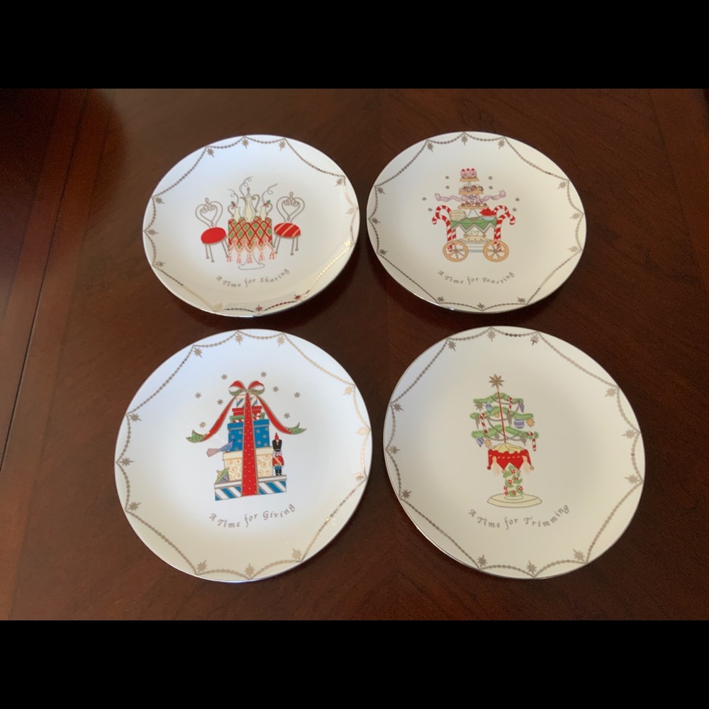 Lenox. Merry and Bright cocktail plates. EUC